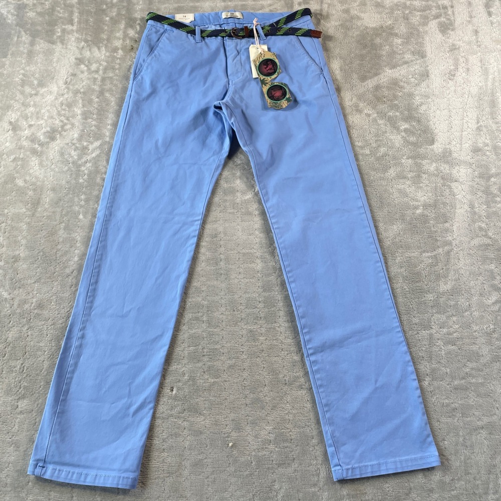 Scotch Soda‎ Pants Boys Size 14 Blue Casual Chino Belted Preppy School Casual